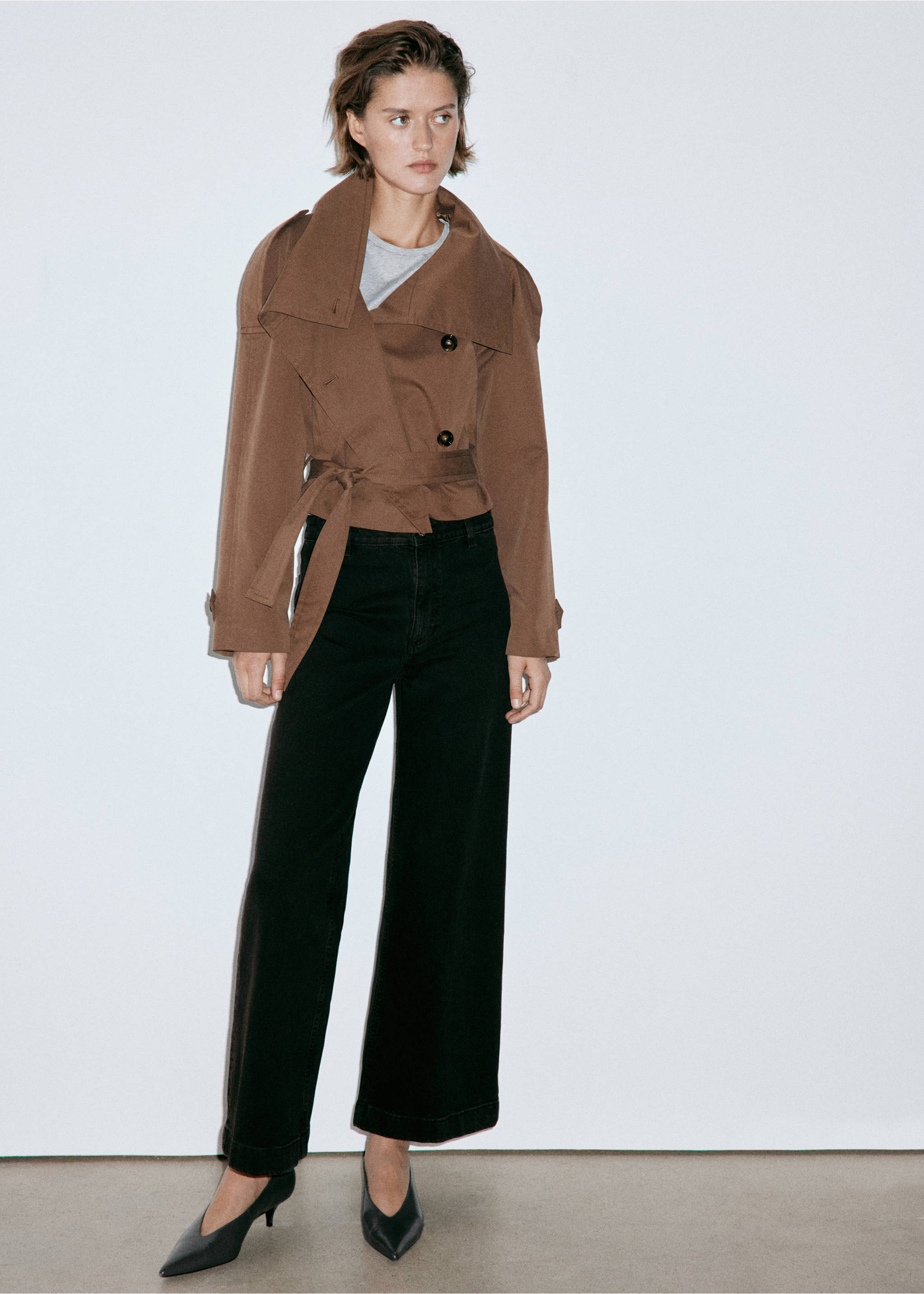 Catherin culotte high-rise jeans - General plane, Black denim. Ref: 37034077-00.