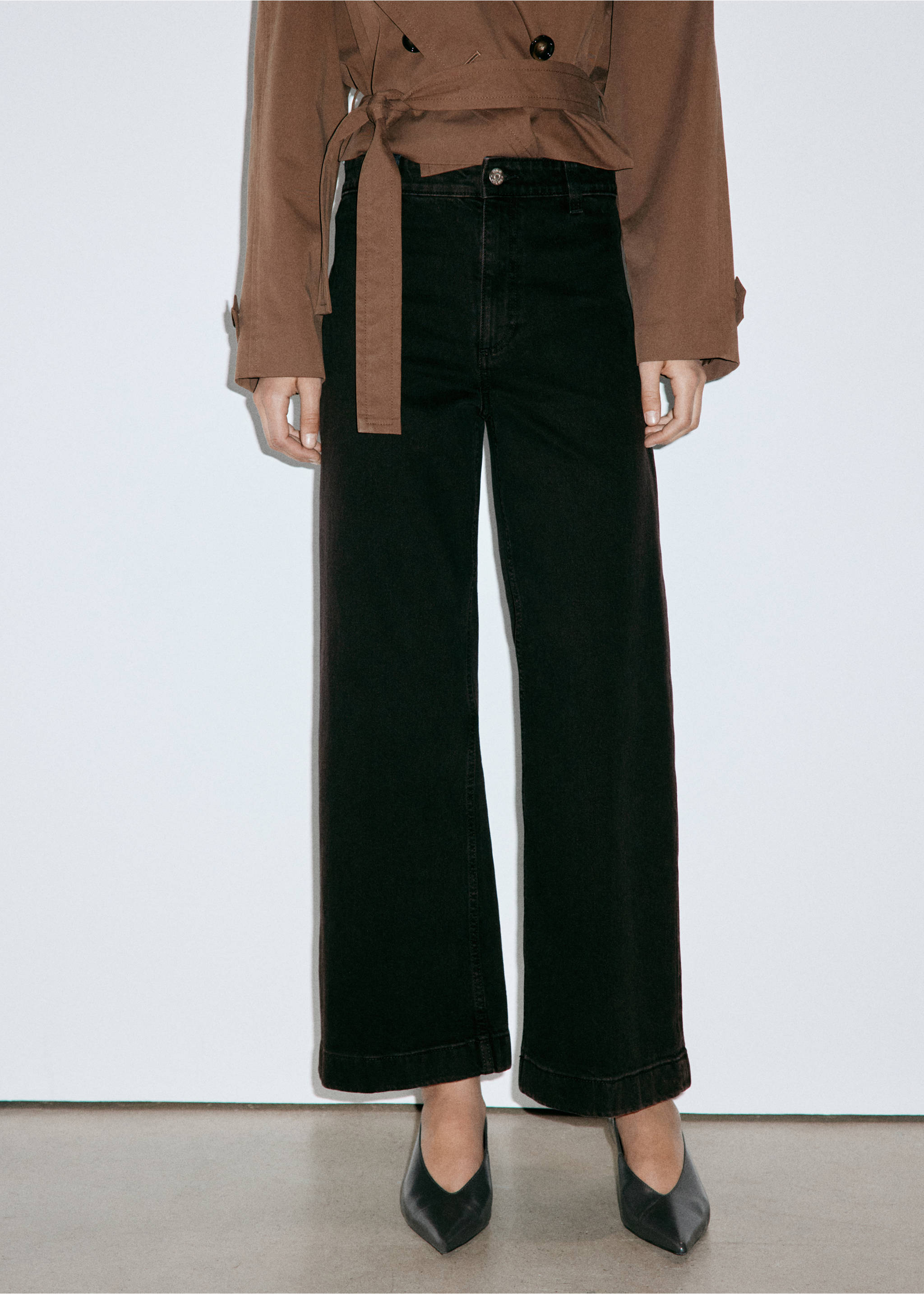 Catherin culotte high-rise jeans - Medium plane, Black denim. Ref: 37034077-00.
