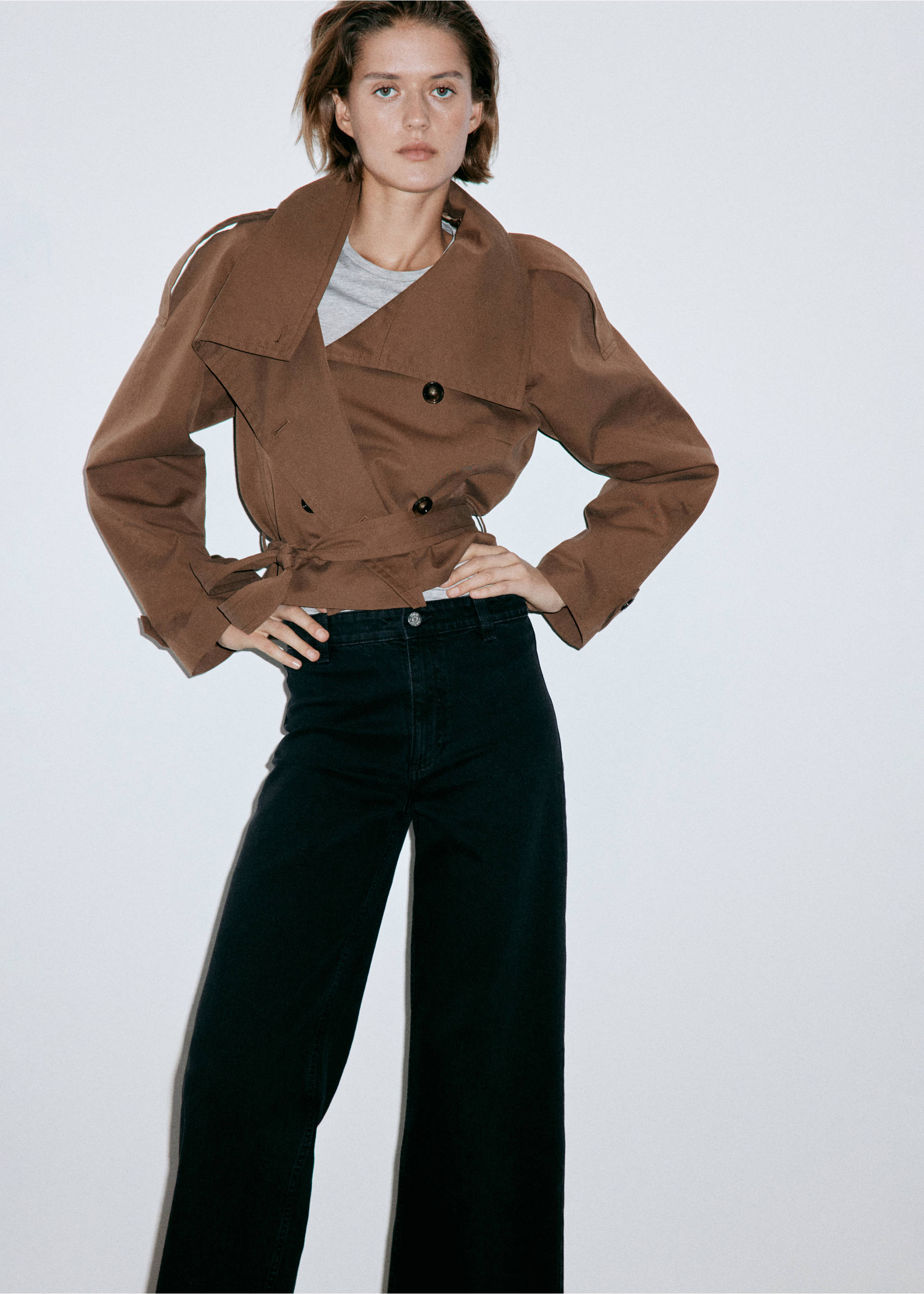 Catherin culotte high-rise jeans - Details of the article 1, Black denim. Ref: 37034077-00.