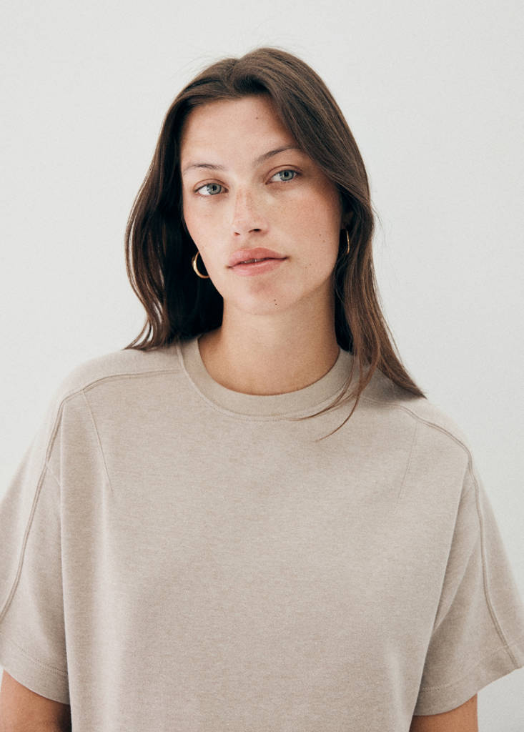 Maternity T-shirt with stitching detail — Ecru