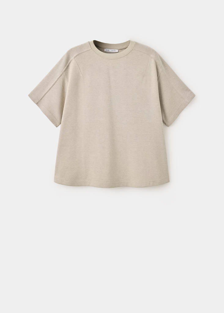 Maternity T-shirt with stitching detail — Ecru