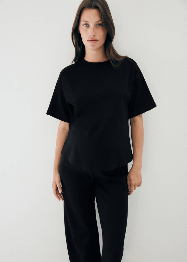 Maternity T-shirt with stitching detail — Black