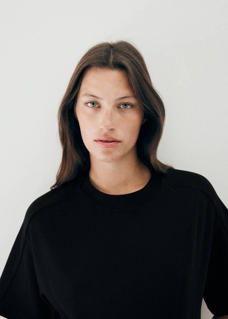 Maternity T-shirt with stitching detail — Black