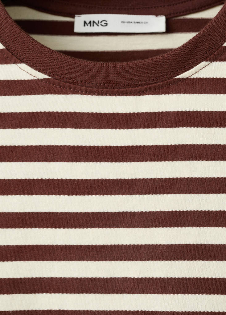 Striped cotton T-shirt — Brown