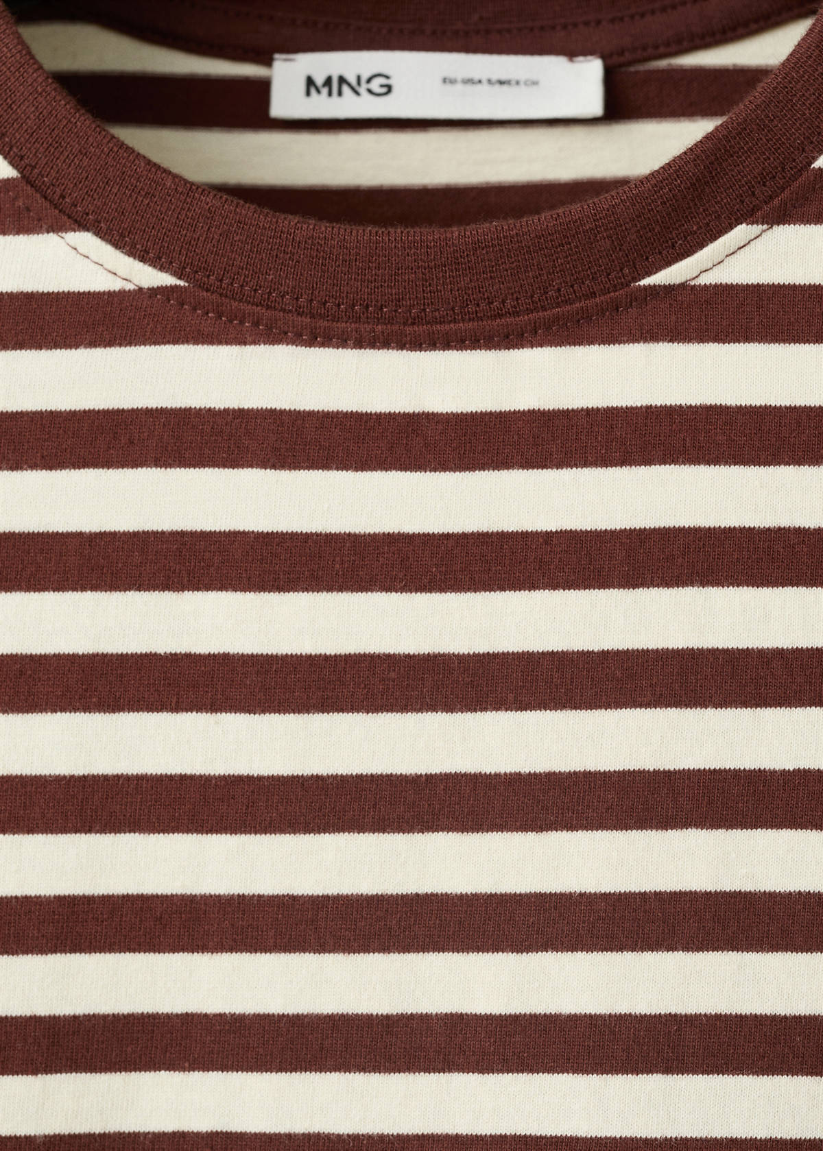 Striped cotton T-shirt — Brown