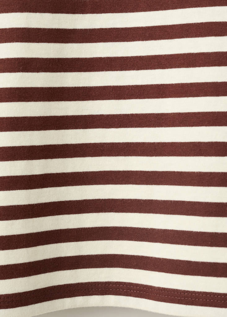 Striped cotton T-shirt — Brown