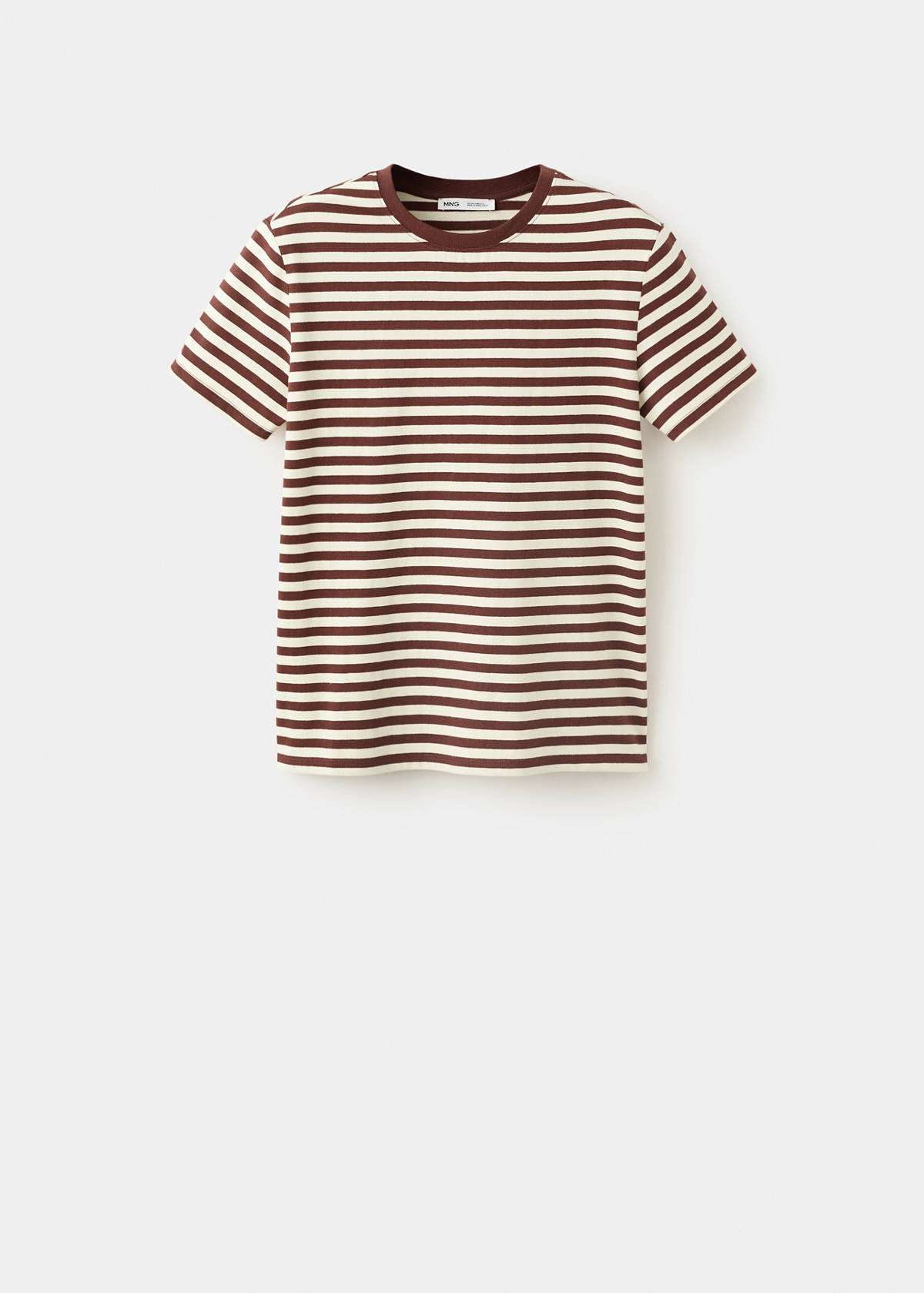 Striped cotton T-shirt — Brown