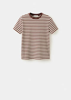Striped cotton T-shirt — Brown 5