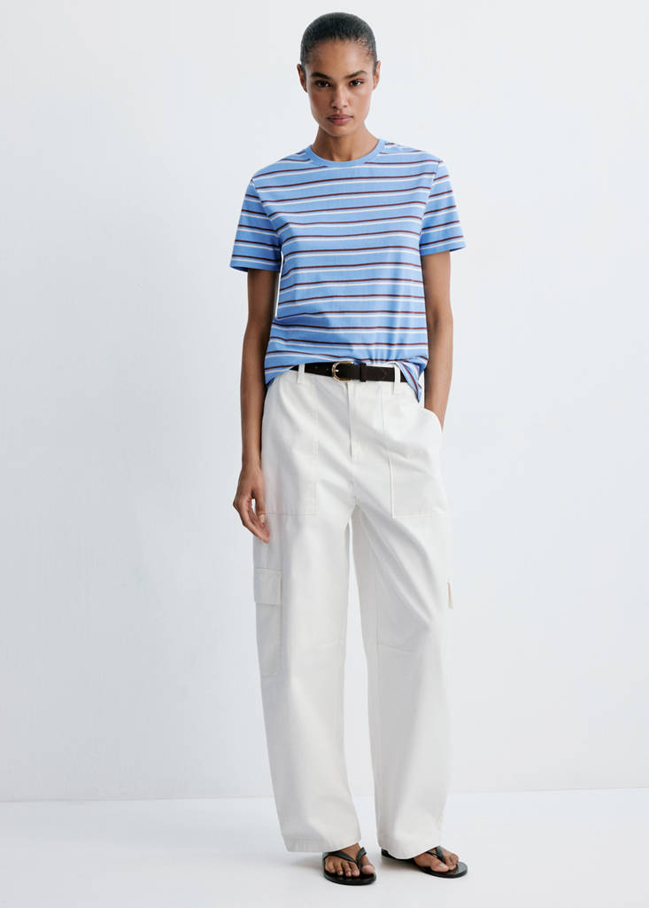 Striped cotton T-shirt — Blue