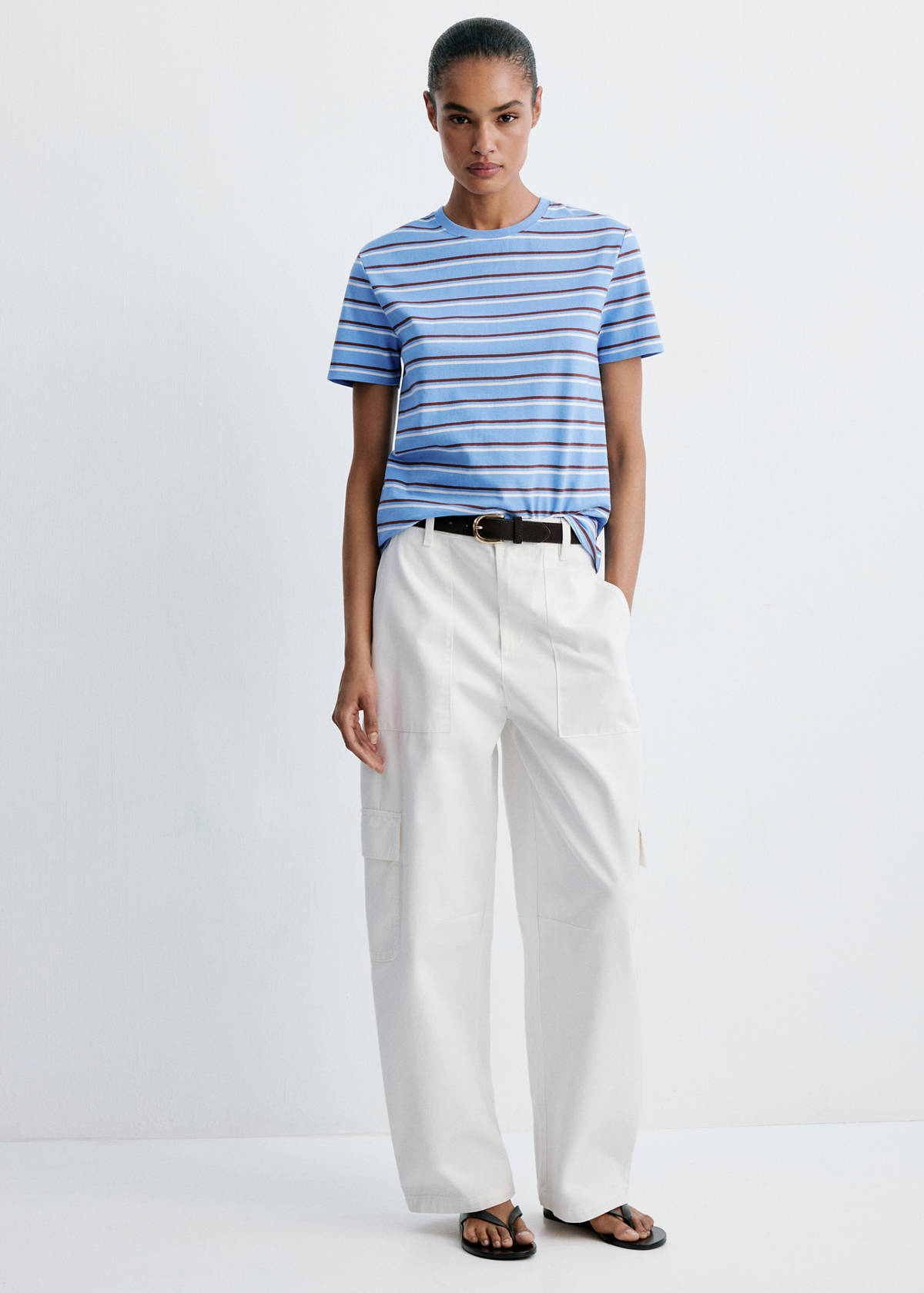 Striped cotton T-shirt — Blue