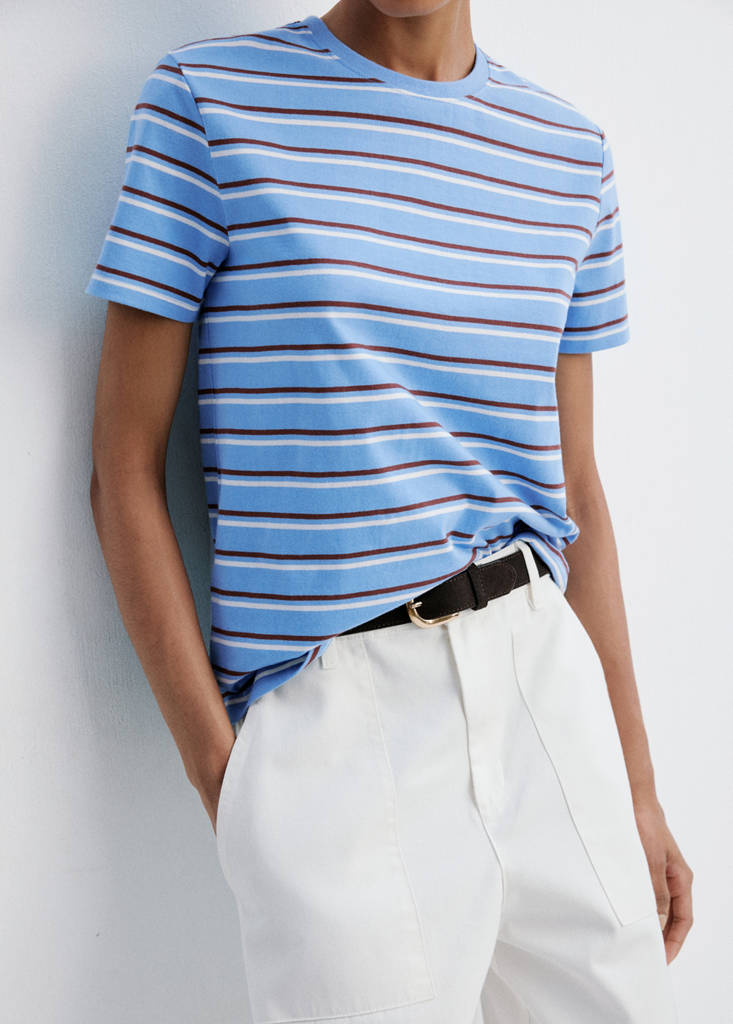 Striped cotton T-shirt — Blue
