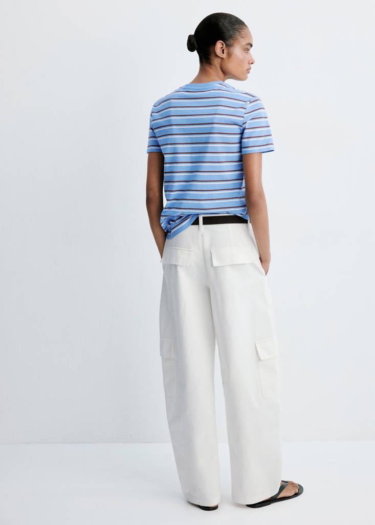 Striped cotton T-shirt — Blue