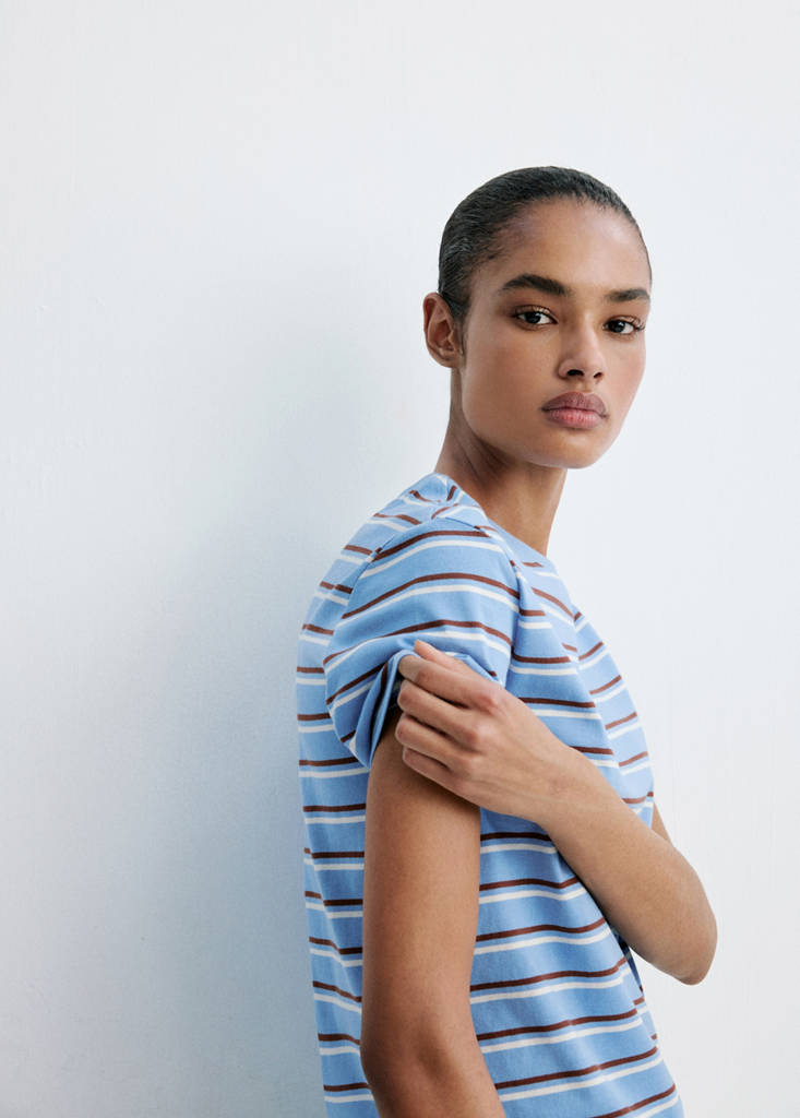 Striped cotton T-shirt — Blue