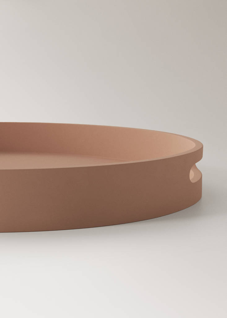 Large oval tray with handles — Pink