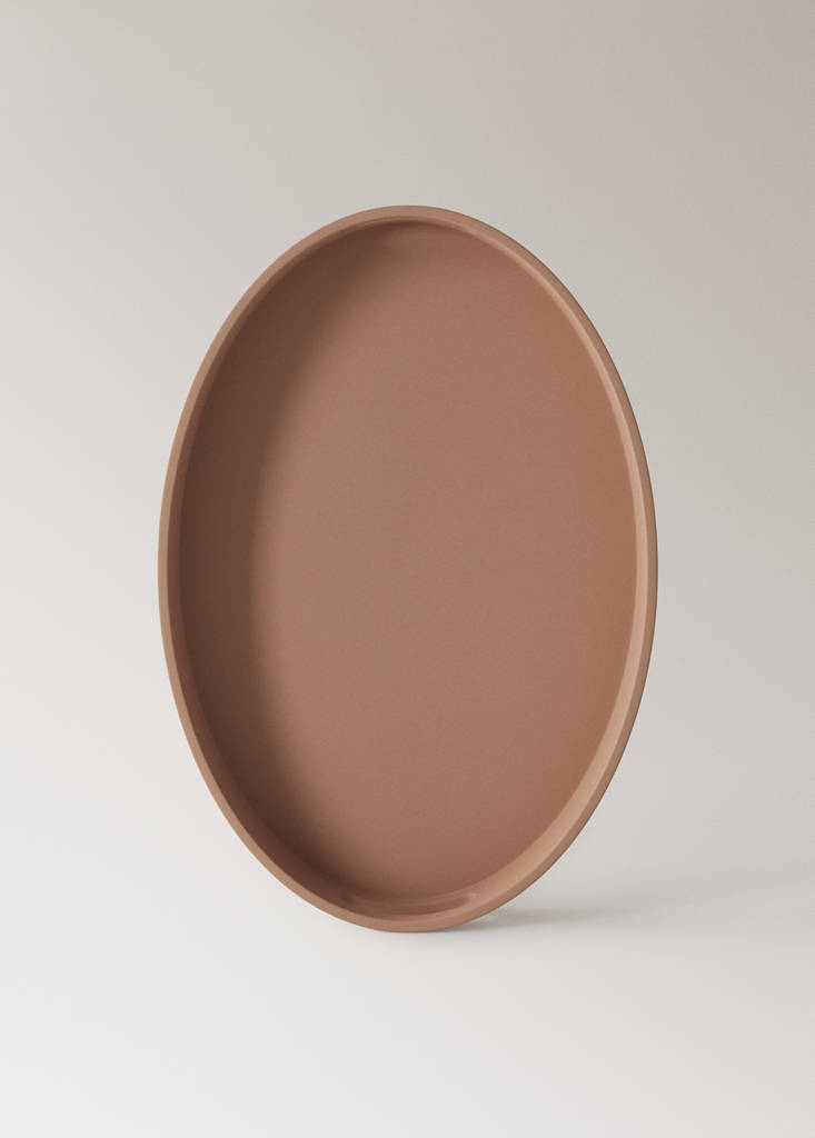 Large oval tray with handles — Pink