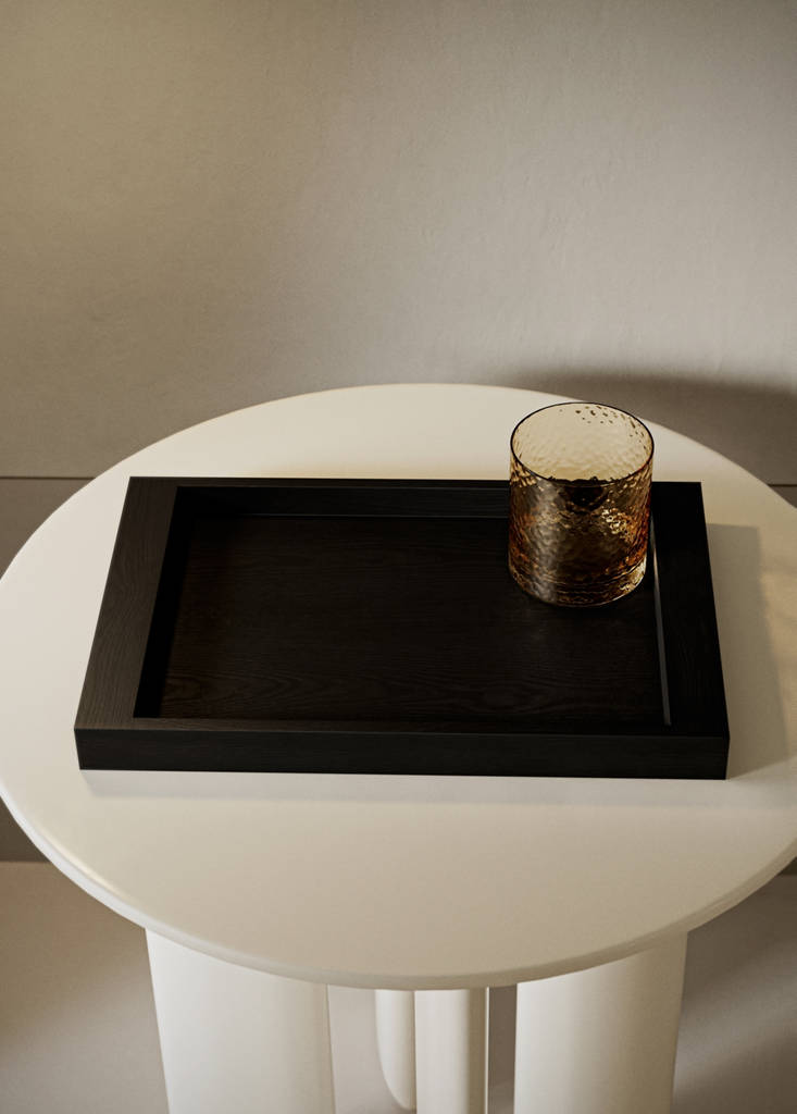 Medium rectangular wooden tray — Black
