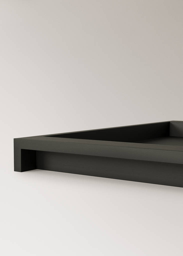 Medium rectangular wooden tray — Black