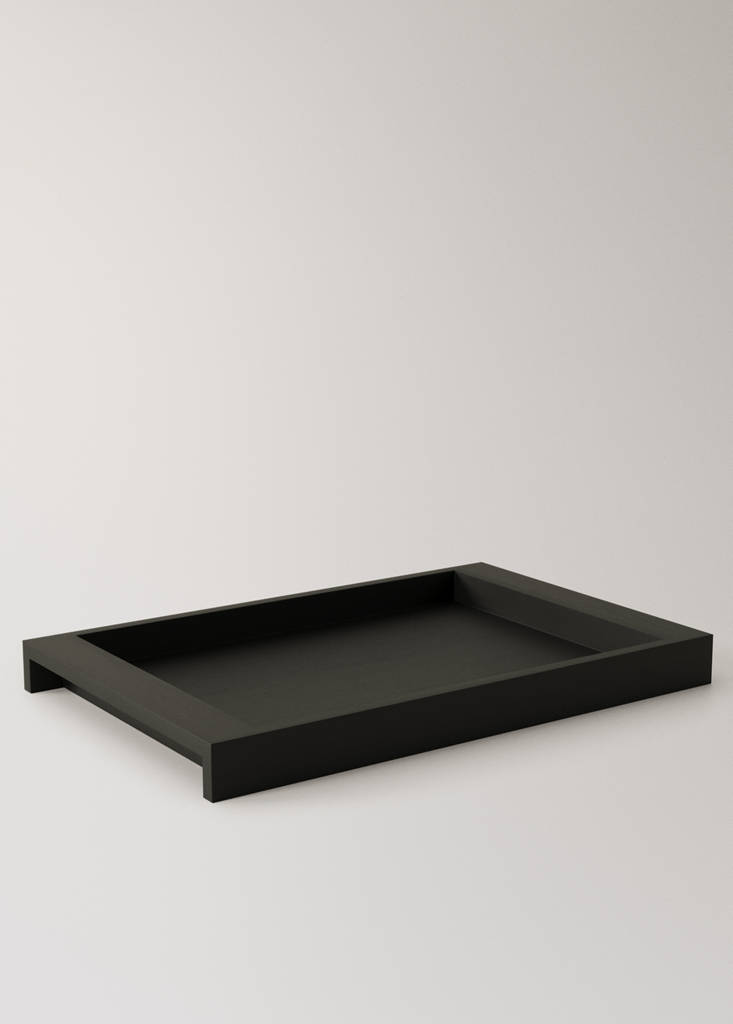 Medium rectangular wooden tray — Black
