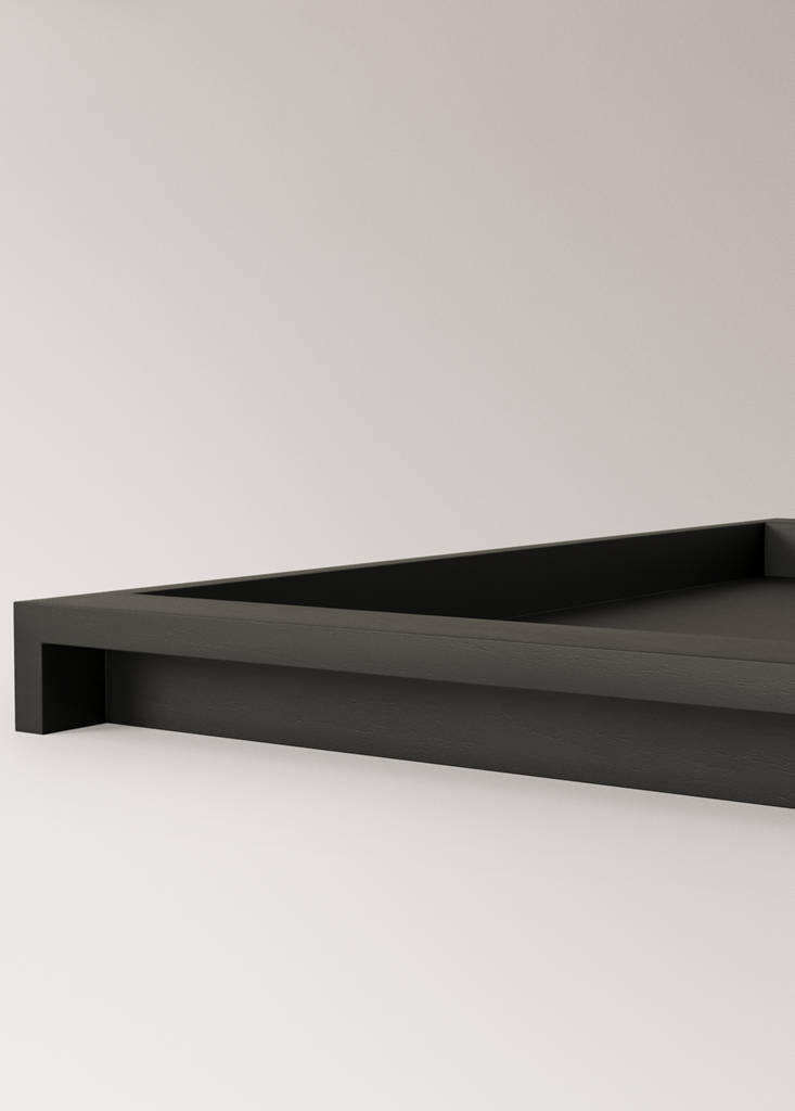 Large rectangular wooden tray — Black