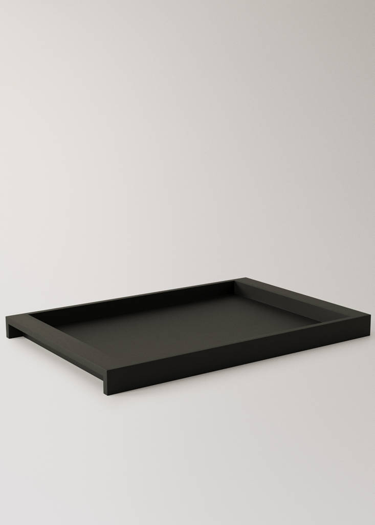 Large rectangular wooden tray — Black