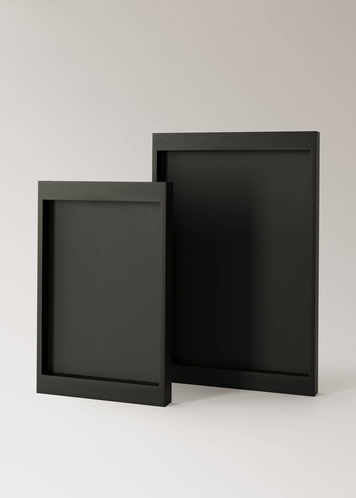 Large rectangular wooden tray — Black