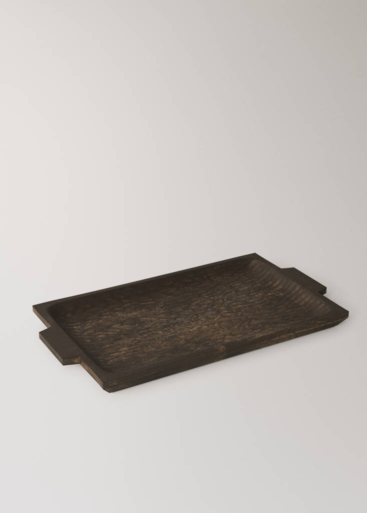Rectangular tray with carved details — Chocolate