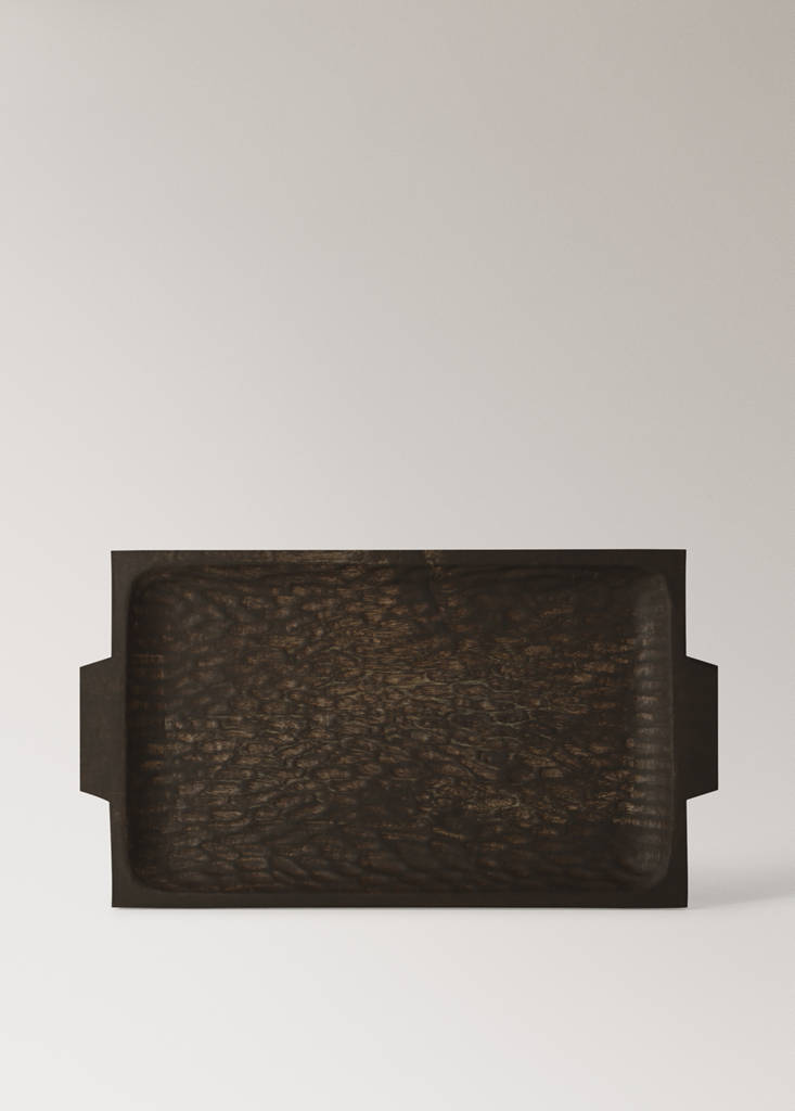 Rectangular tray with carved details — Chocolate
