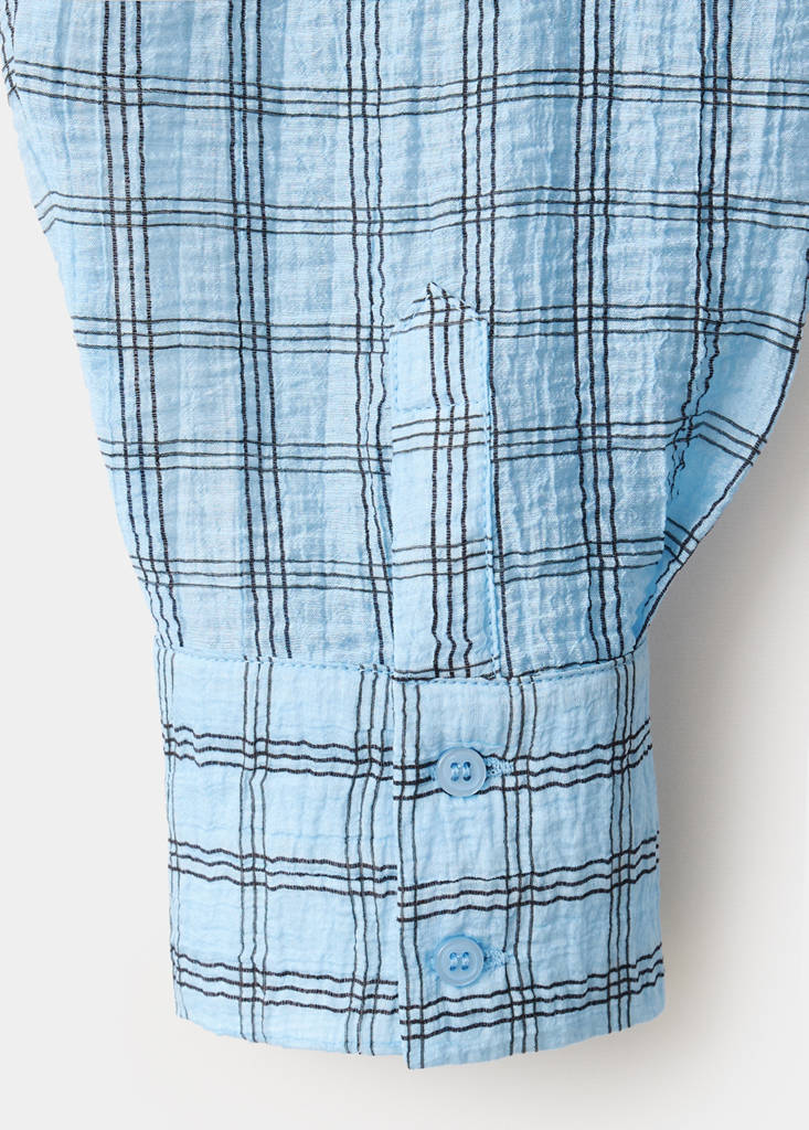 Textured checked lyocell shirt — Sky Blue