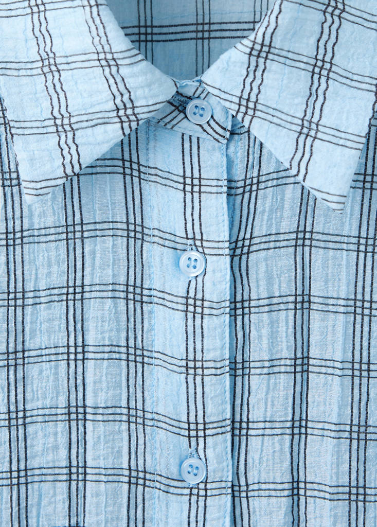 Textured checked lyocell shirt — Sky Blue
