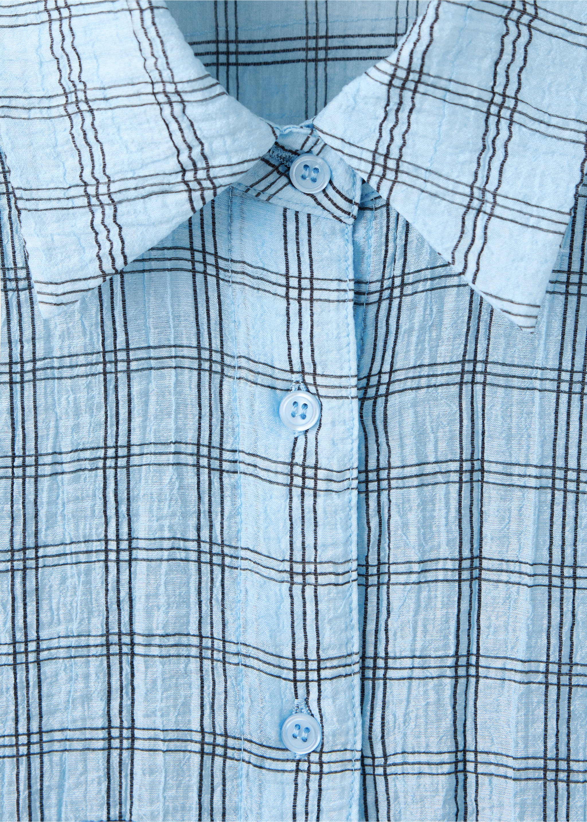 Textured checked lyocell shirt - Details of the article 0, Sky Blue. Ref: 37034089-00.