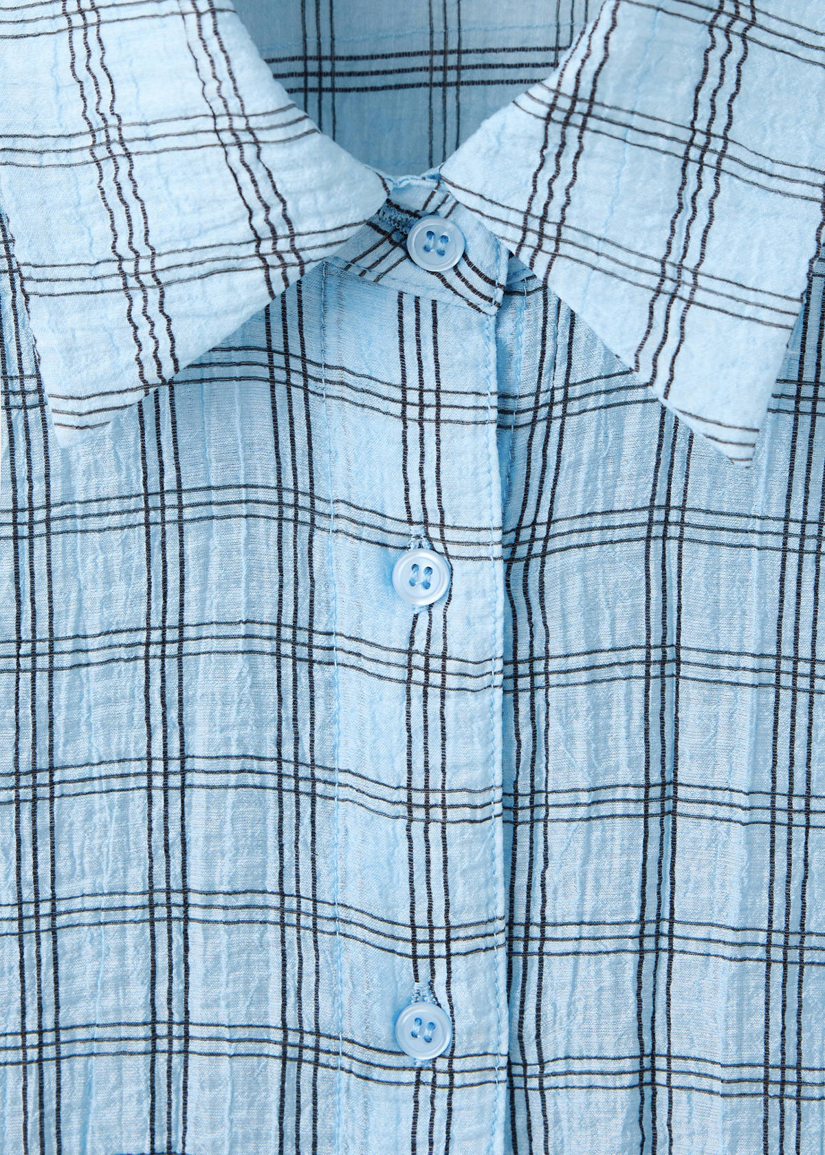Textured checked lyocell shirt — Sky Blue