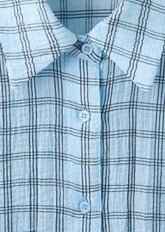 Textured checked lyocell shirt — Sky Blue 9