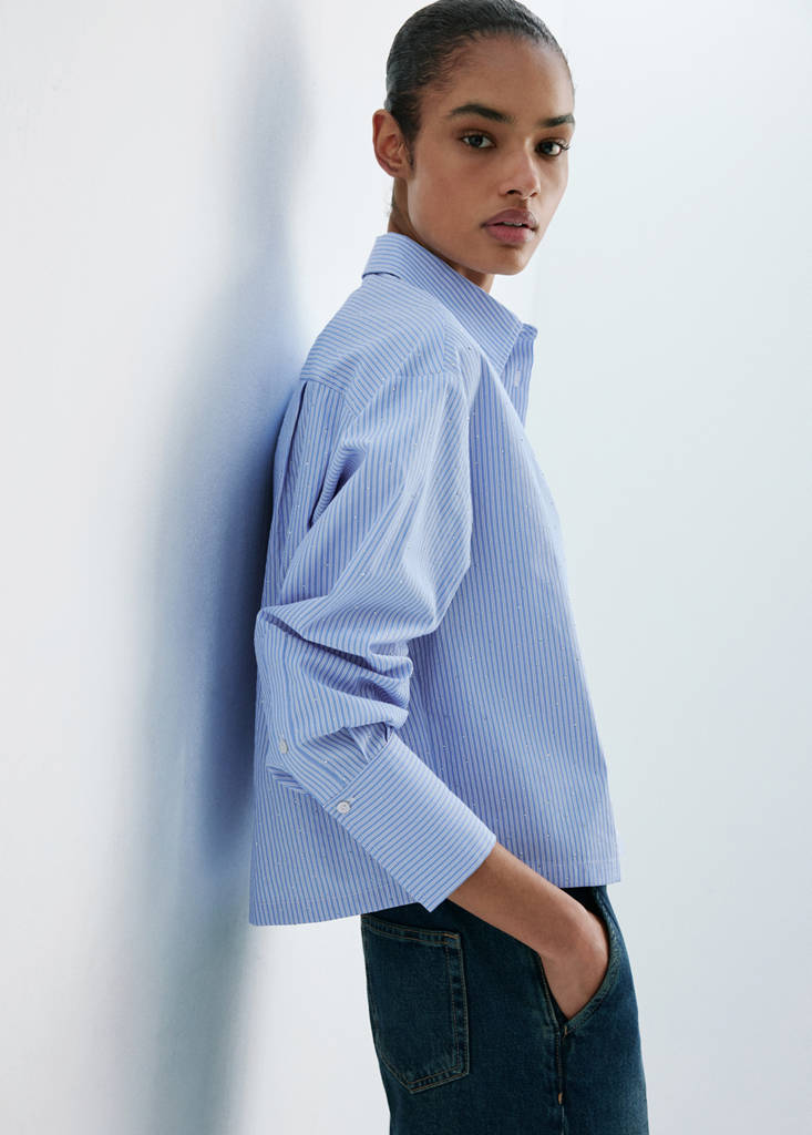 Striped shirt with strass — Sky Blue