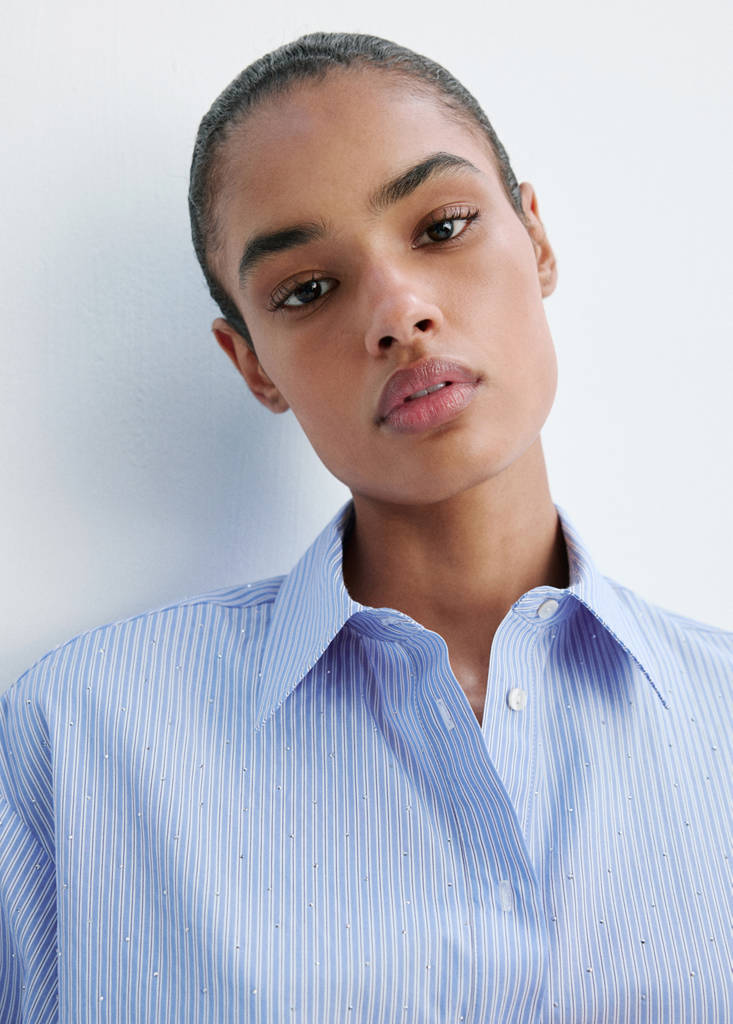 Striped shirt with strass — Sky Blue