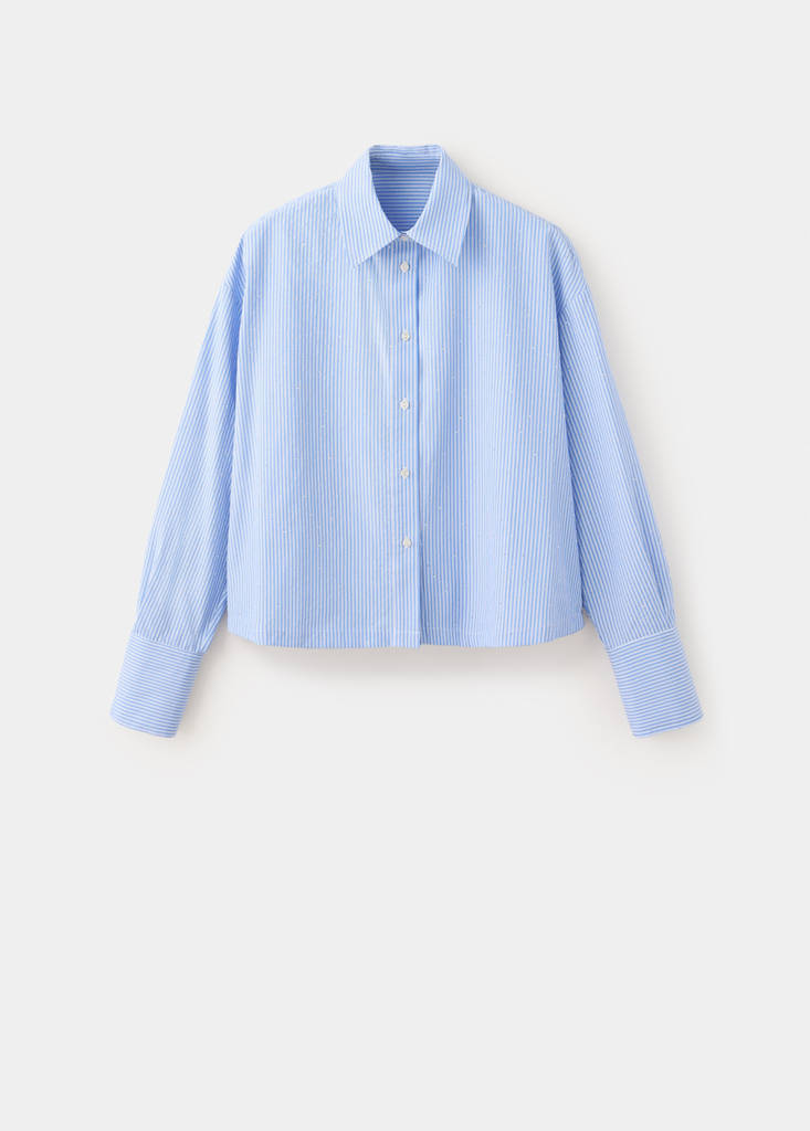 Striped shirt with strass — Sky Blue