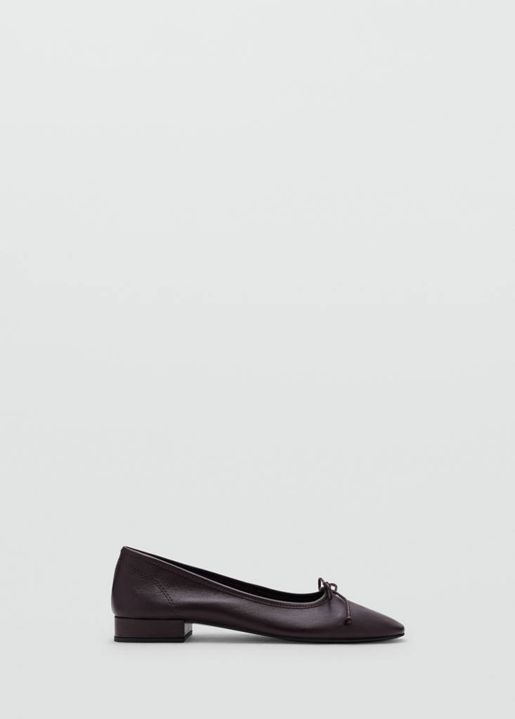 Mango Ballerines Talon Cuir Naud In Bordeaux