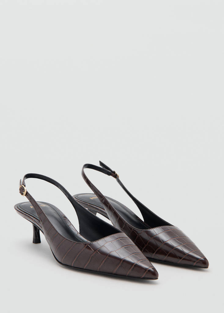 Buty na obcasie ze wzorem krokodylej skóry burgund - Kobieta - 36 - MANGO