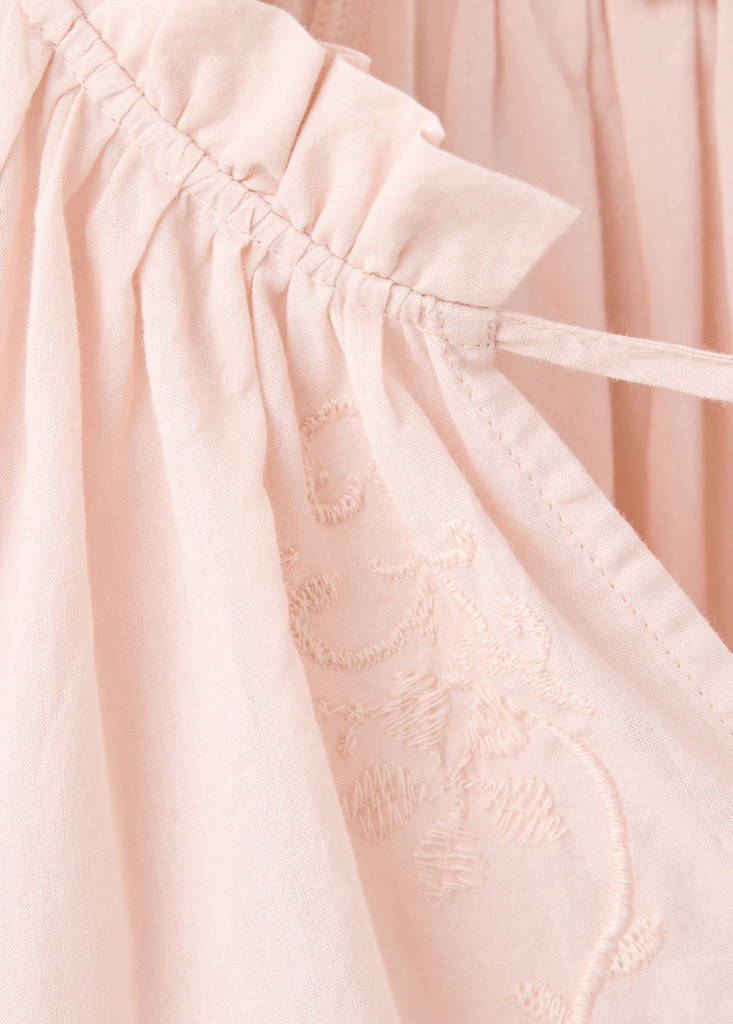 Puff-sleeve blouse with embroidery — Pastel Pink