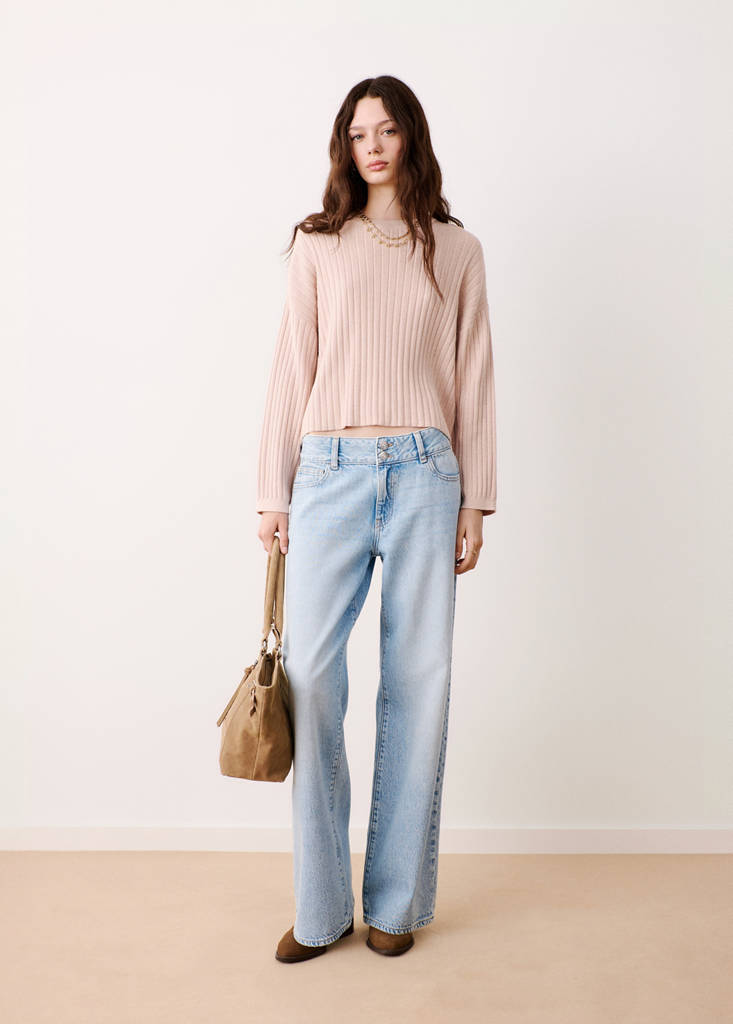 Knitted ribbed sweater — Pastel Pink