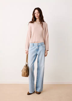 Knitted ribbed sweater — Pastel Pink 2