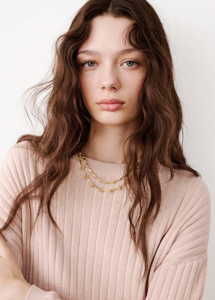 Knitted ribbed sweater — Pastel Pink