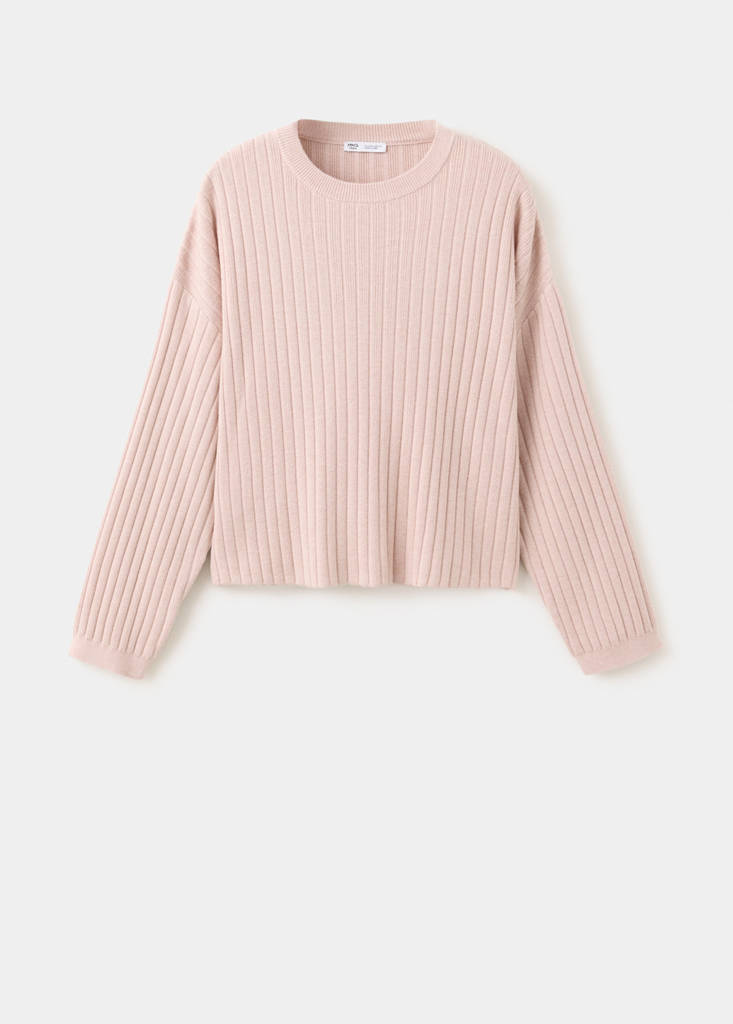 Knitted ribbed sweater — Pastel Pink