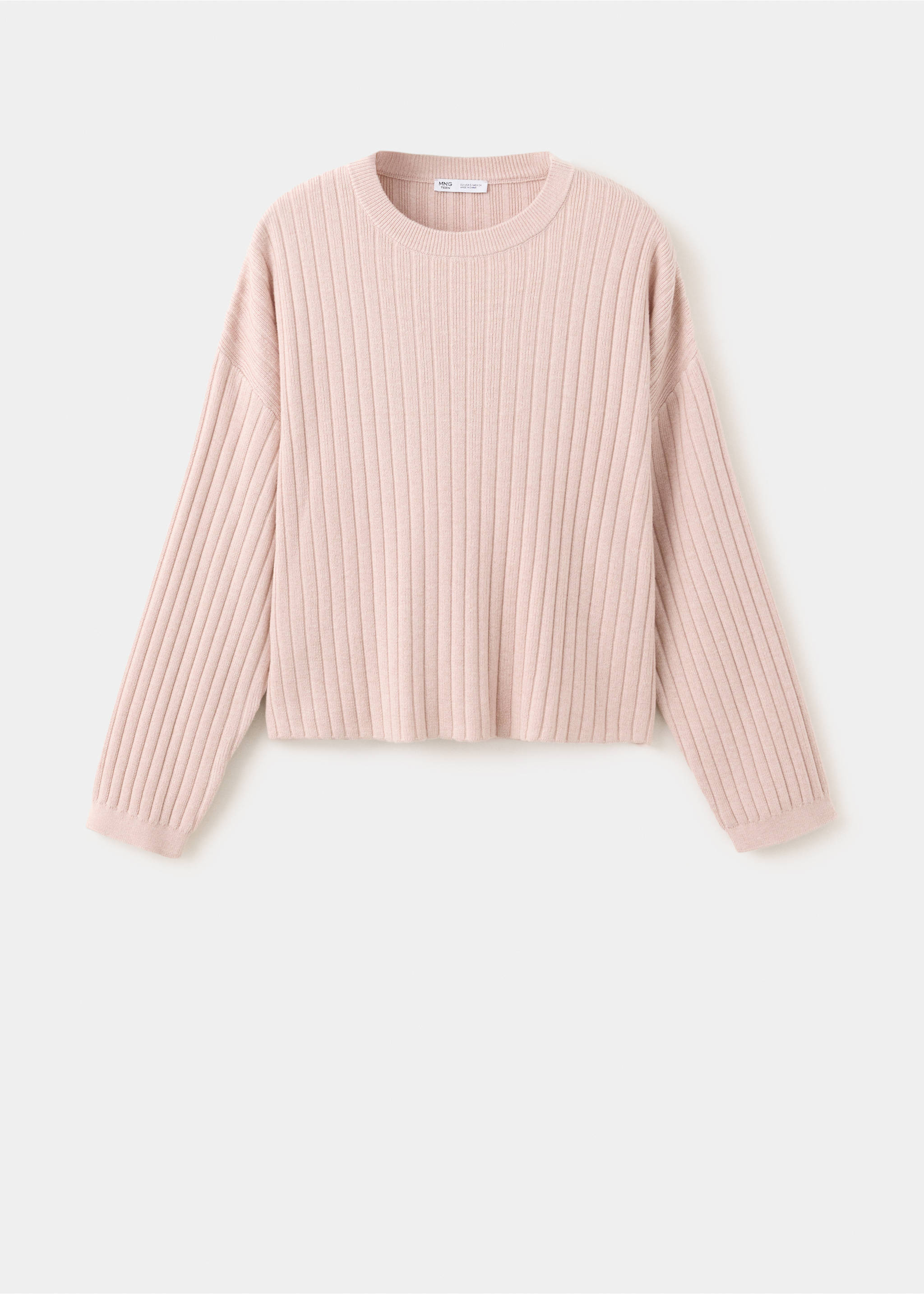 Knitted ribbed sweater - Article without model, Pastel Pink. Ref: 37034097-00.