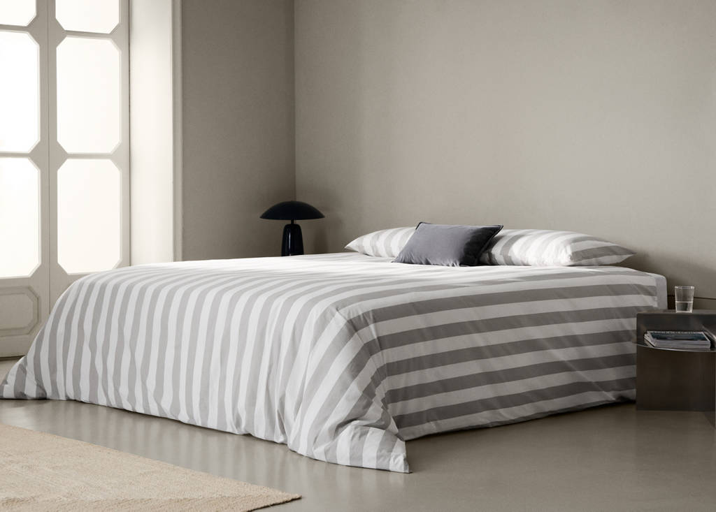 Percale cotton duvet cover 200 thread count wide stripe print Bed 180/200 cm - thumbnail 6