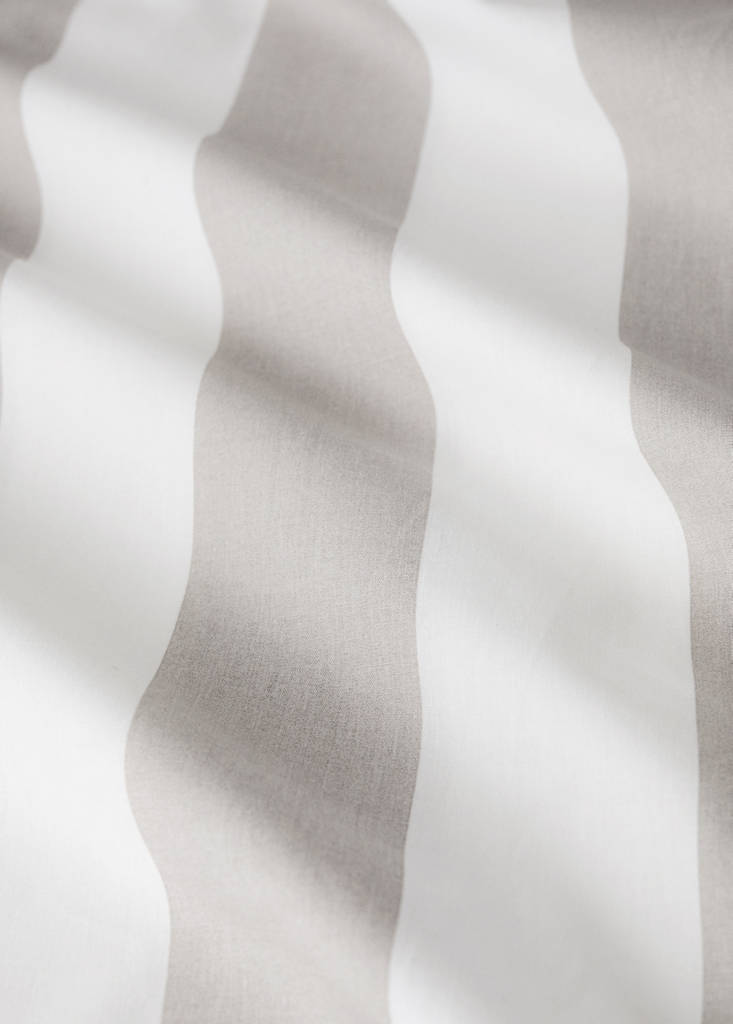 Percale cotton duvet cover 200 thread count wide stripe print Bed 180/200 cm — Sand