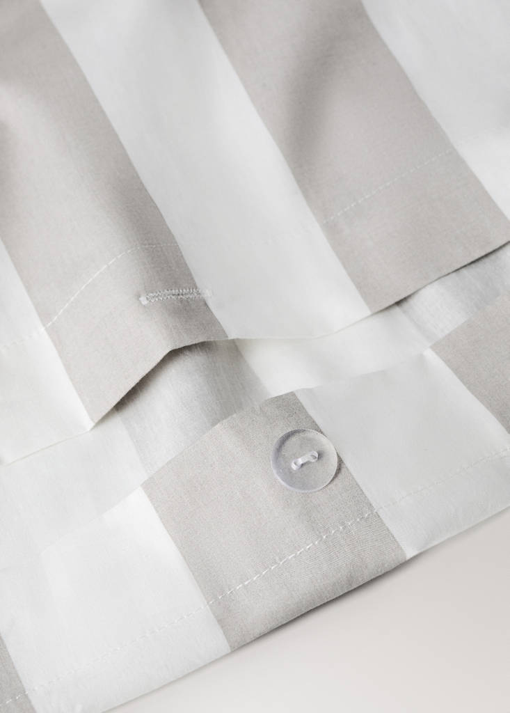Percale cotton duvet cover 200 thread count wide stripe print Bed 180/200 cm — Sand