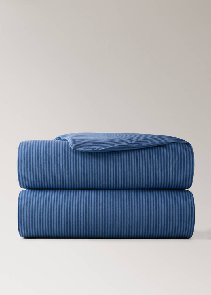 Percale cotton duvet cover 200 thread count fine kodak stripe print Bed 180/200 — Indigoblau