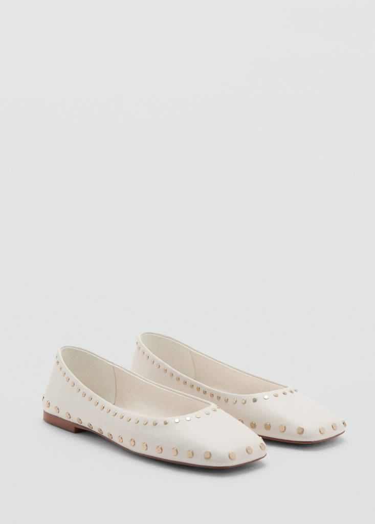 Studded ballet flats — White