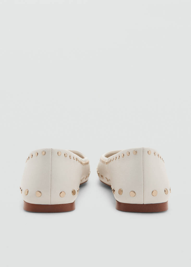 Studded ballet flats — White