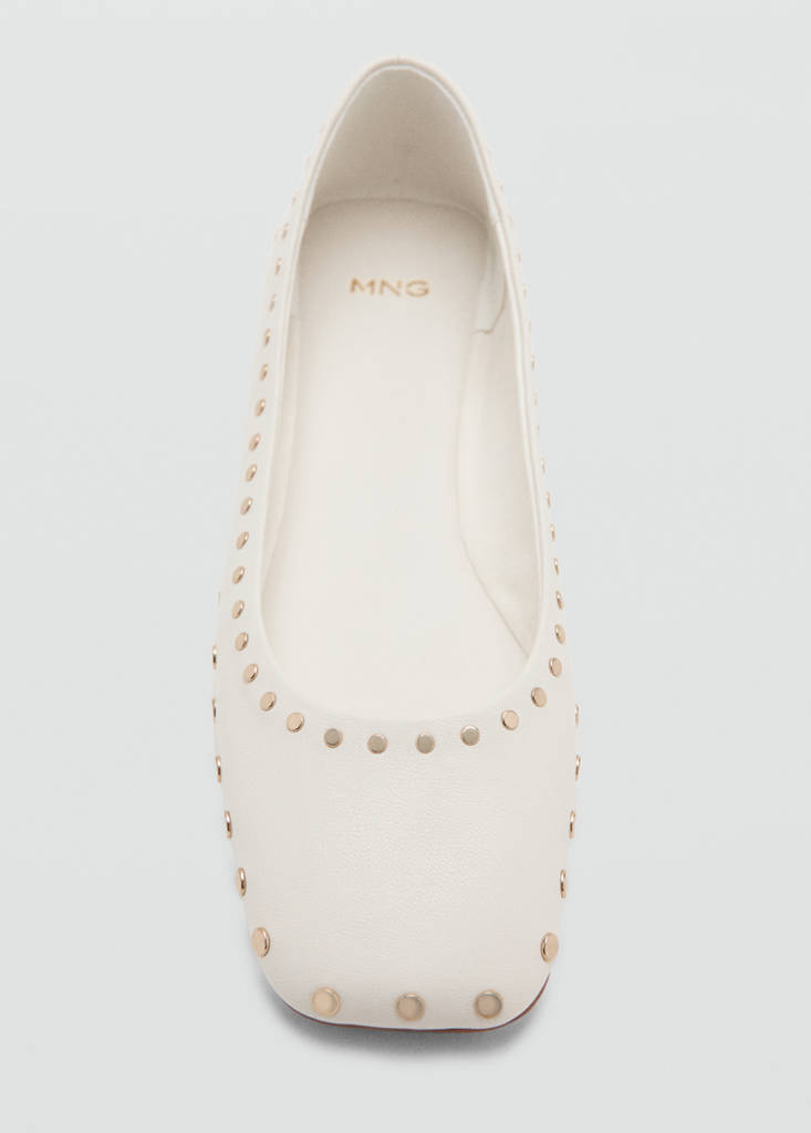 Studded ballet flats — White